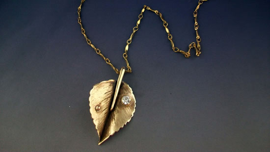 Golden Birch Leaf Pendant